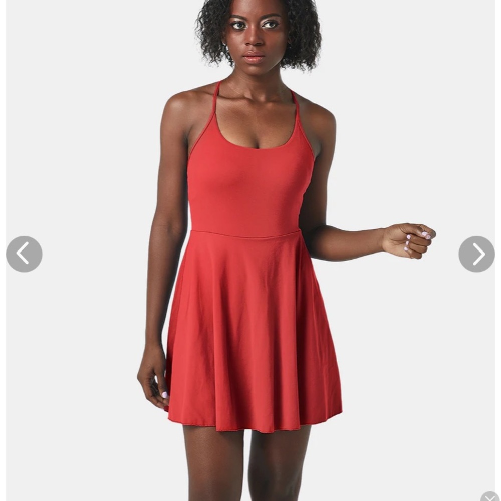 Red exercise dress from Halara. Super cute fit and flare style, NWT